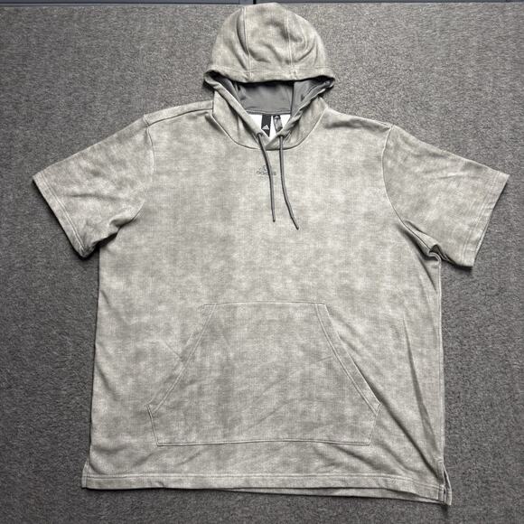 adidas Other - Adidas Short Sleeve Pullover Hoodie Men's 2XL XXL Gray Soccer Kangaroo Pocket